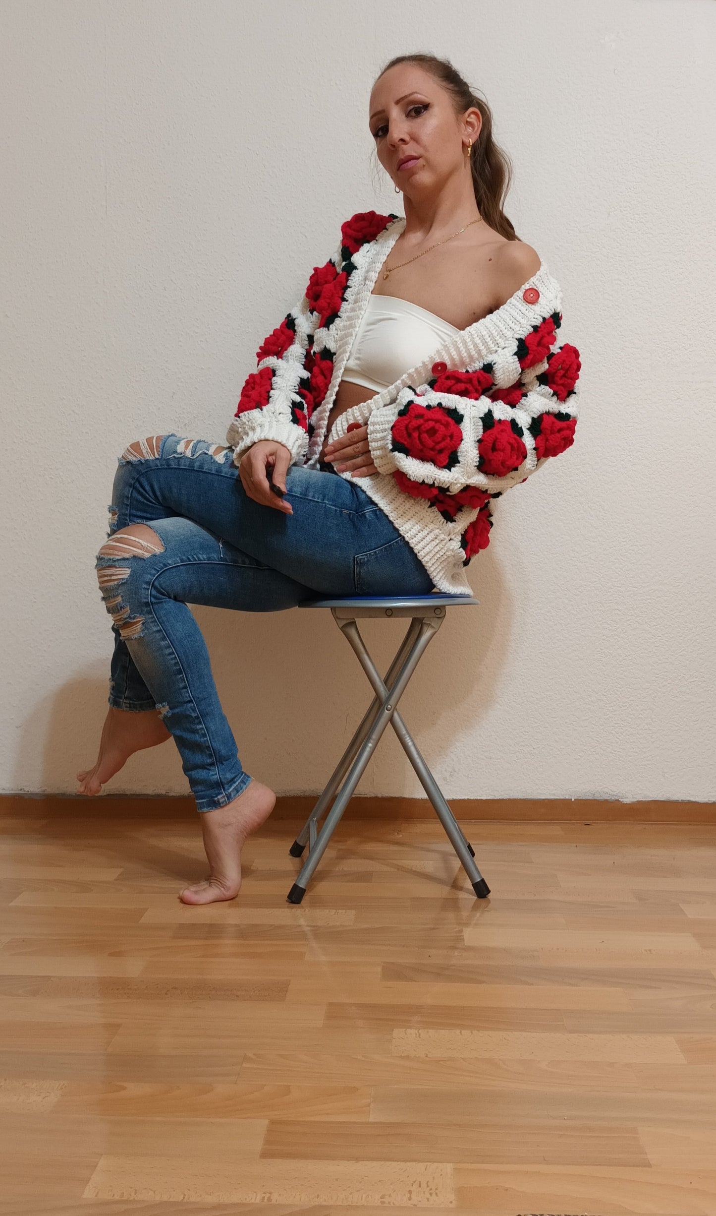 Pulover Croșetat Handmade S-M - Haine Artizanale Elly Roose