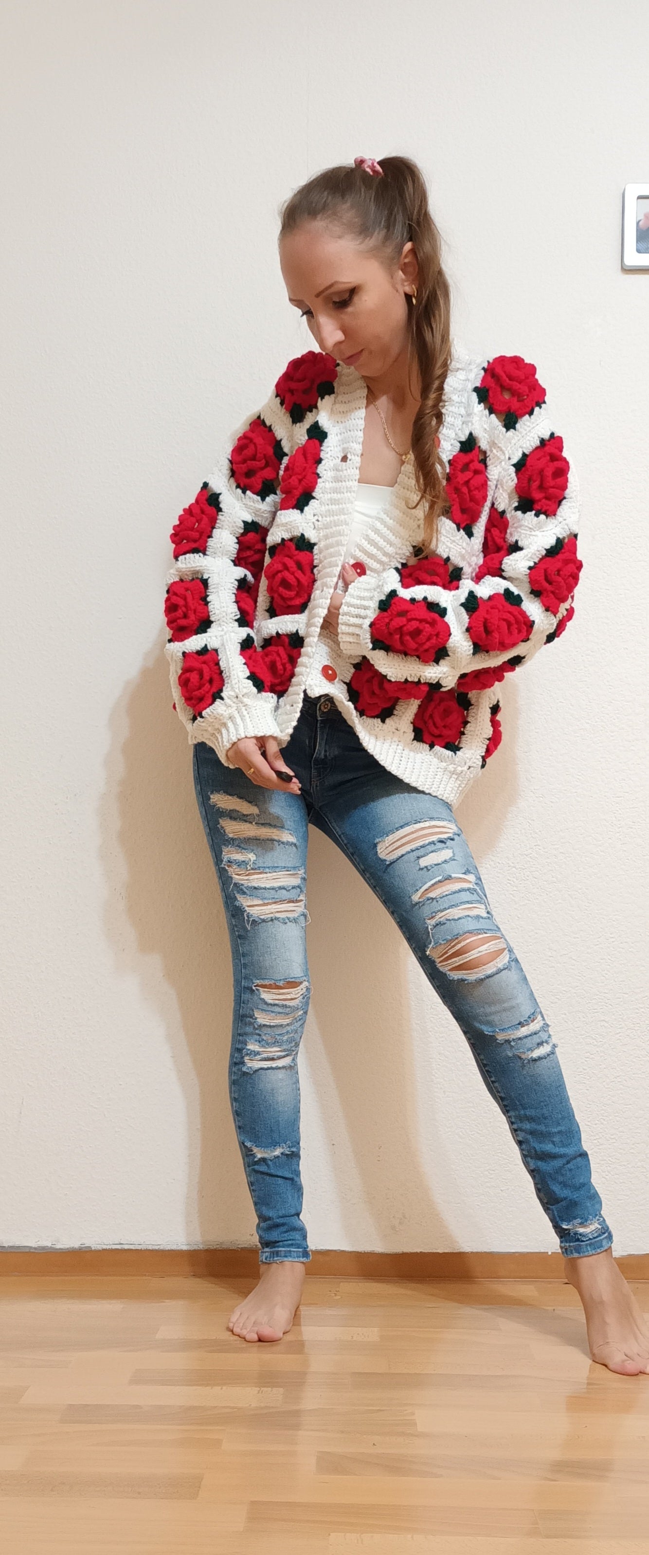 Pulover Croșetat Handmade S-M - Haine Artizanale Elly Roose