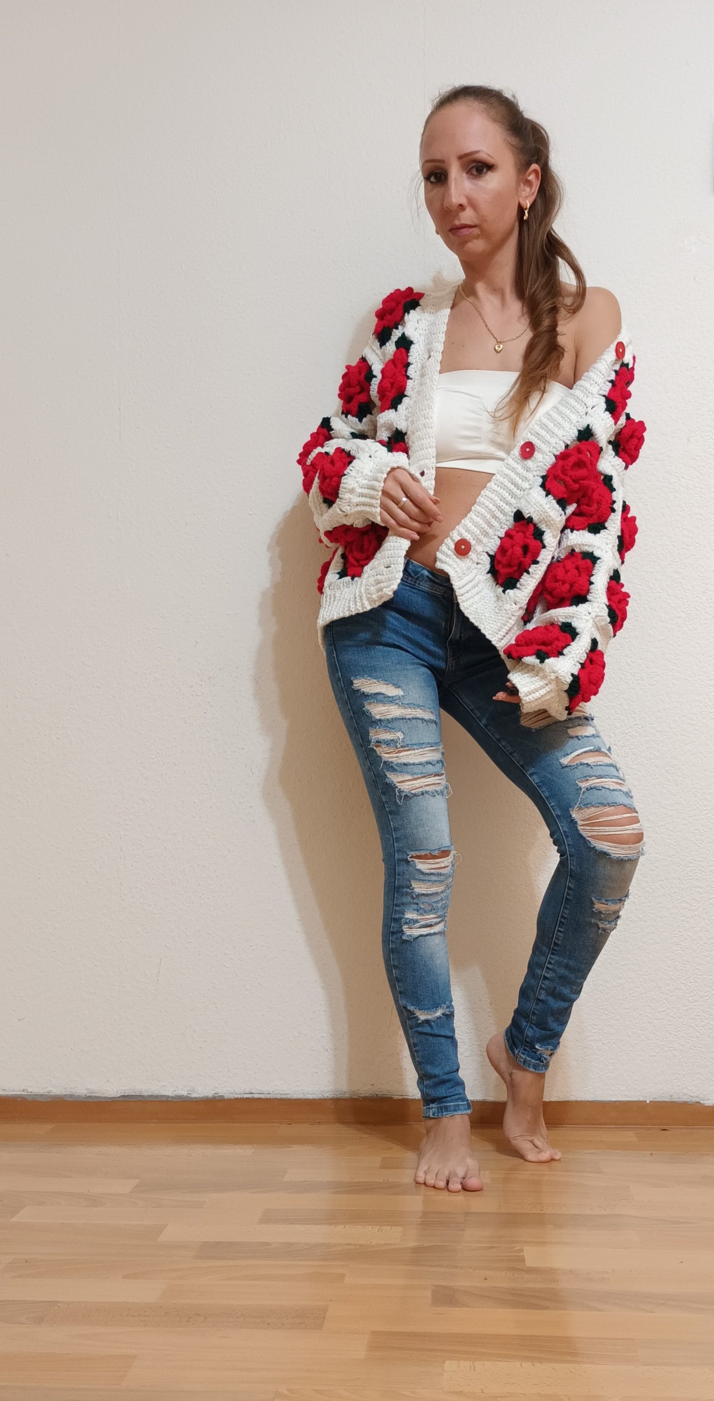 Pulover Croșetat Handmade S-M - Haine Artizanale Elly Roose