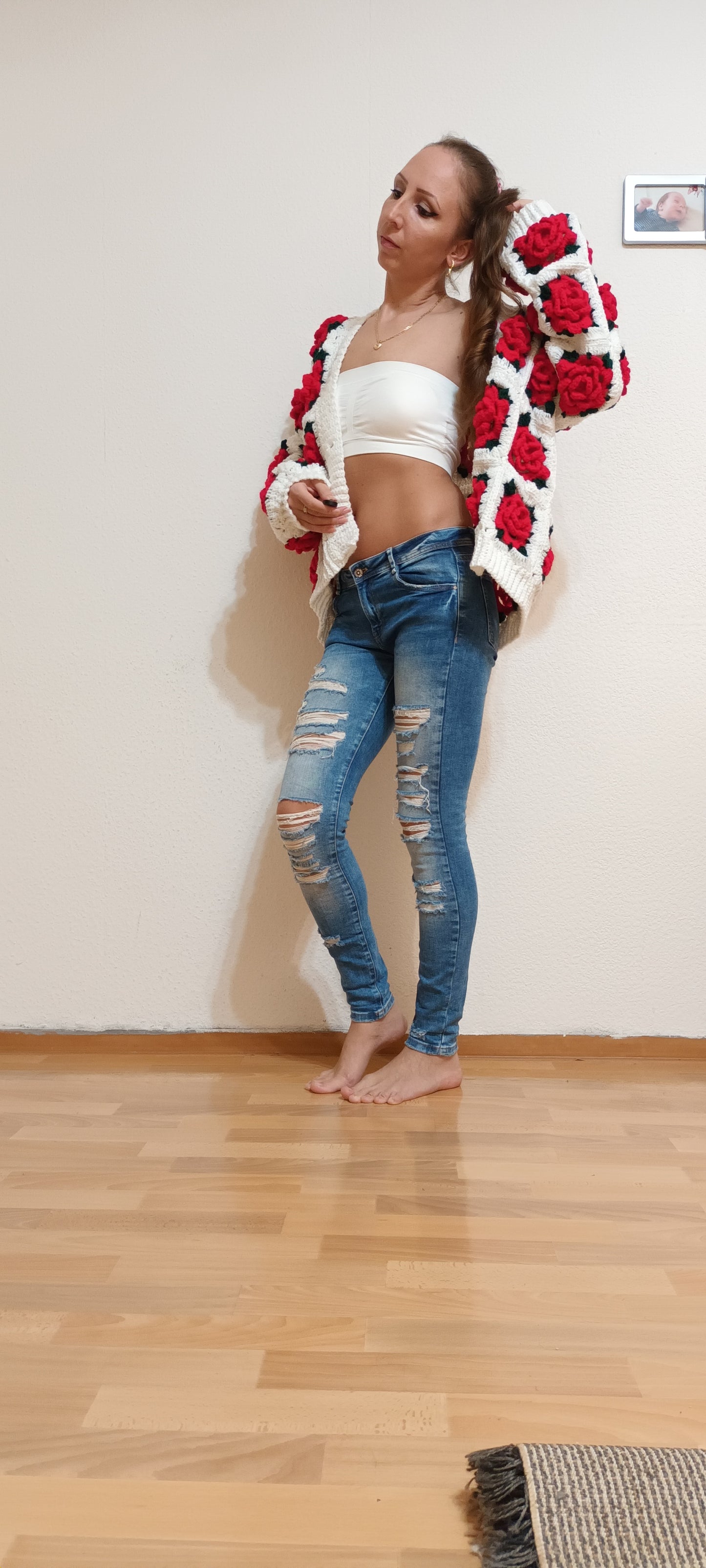 Pulover Croșetat Handmade S-M - Haine Artizanale Elly Roose