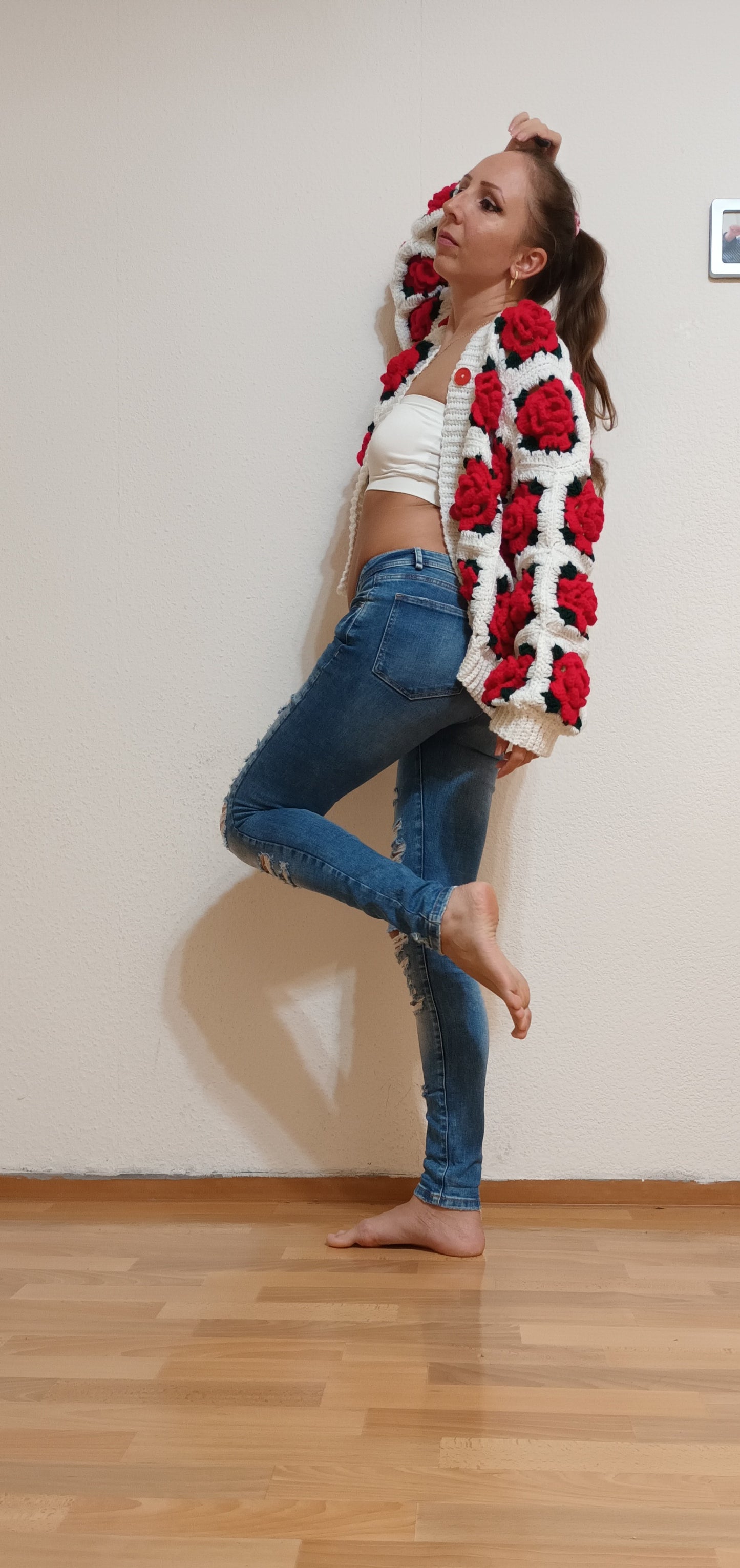 Pulover Croșetat Handmade S-M - Haine Artizanale Elly Roose