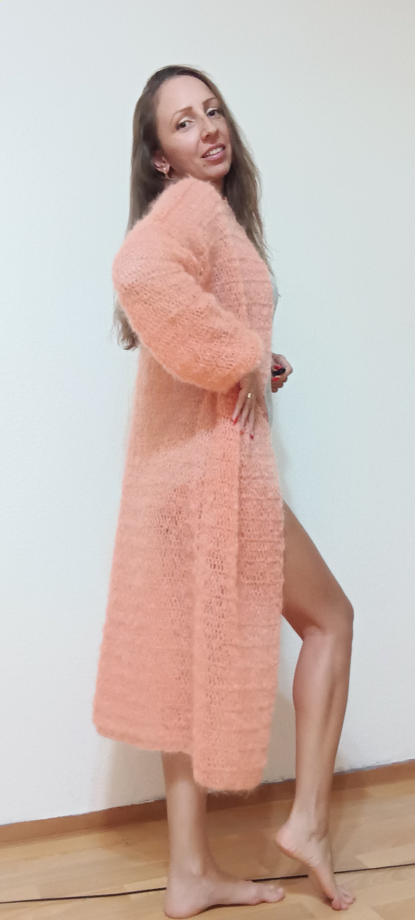 Cardigan Lung Croșetat Handmade S-L - Haine Artizanale Elly Roose