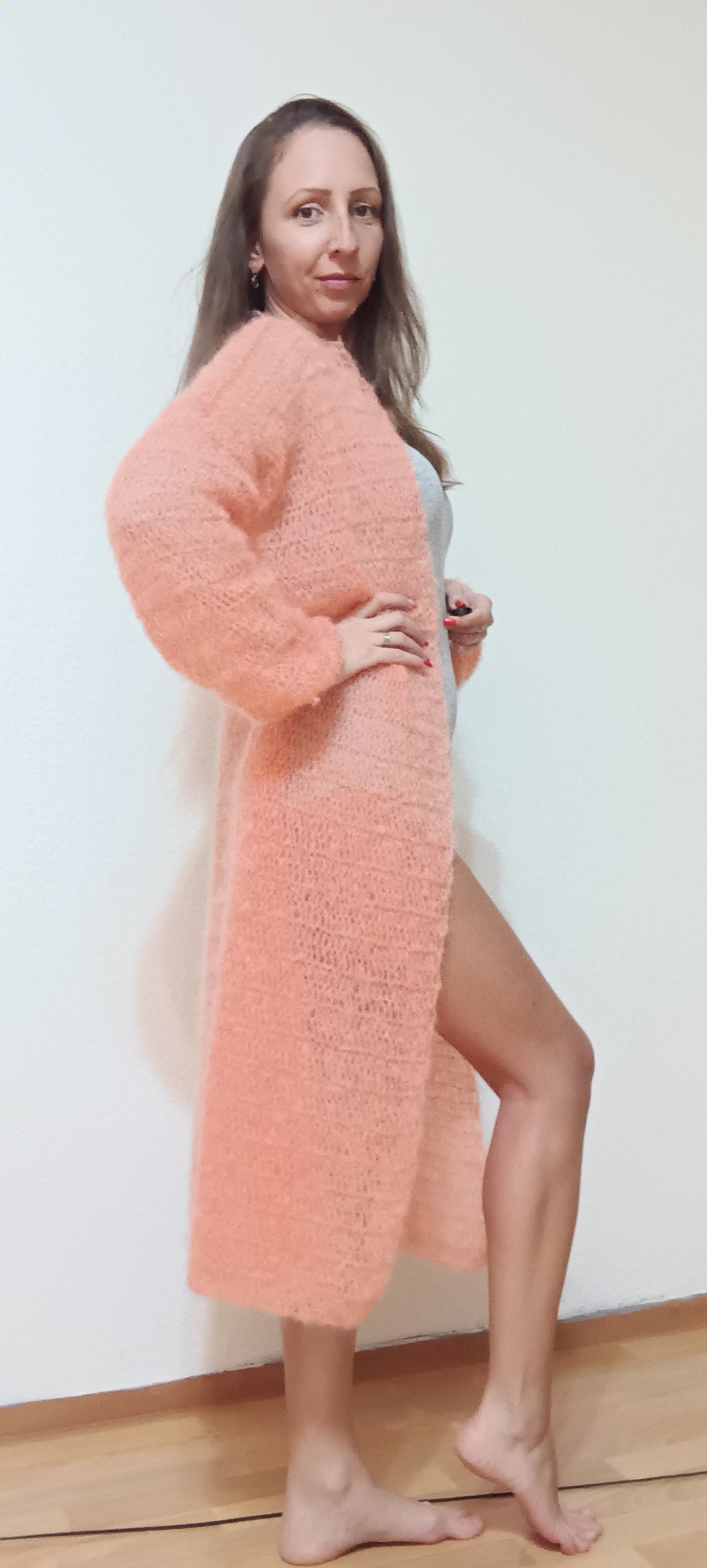 Cardigan Lung Croșetat Handmade S-L - Haine Artizanale Elly Roose