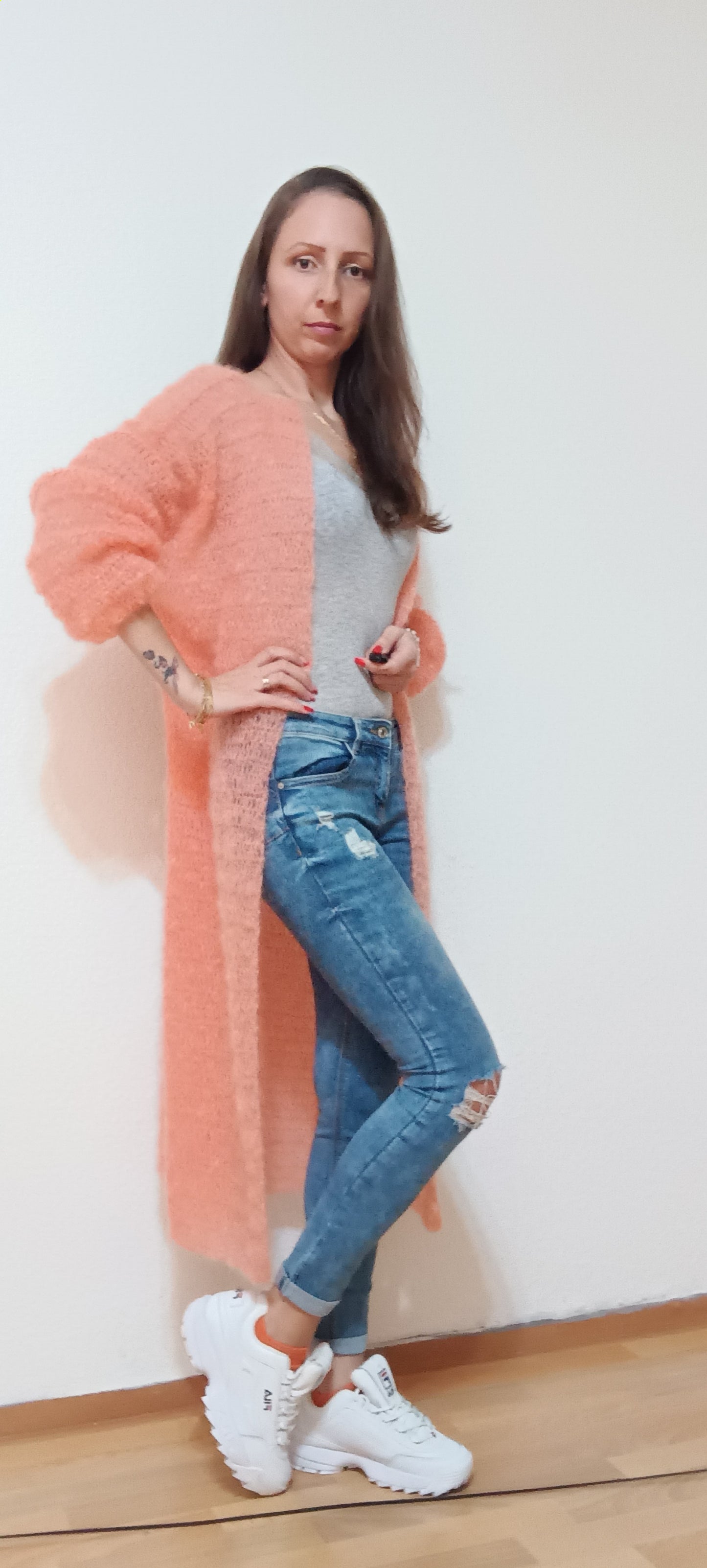 Cardigan Lung Croșetat Handmade S-L - Haine Artizanale Elly Roose