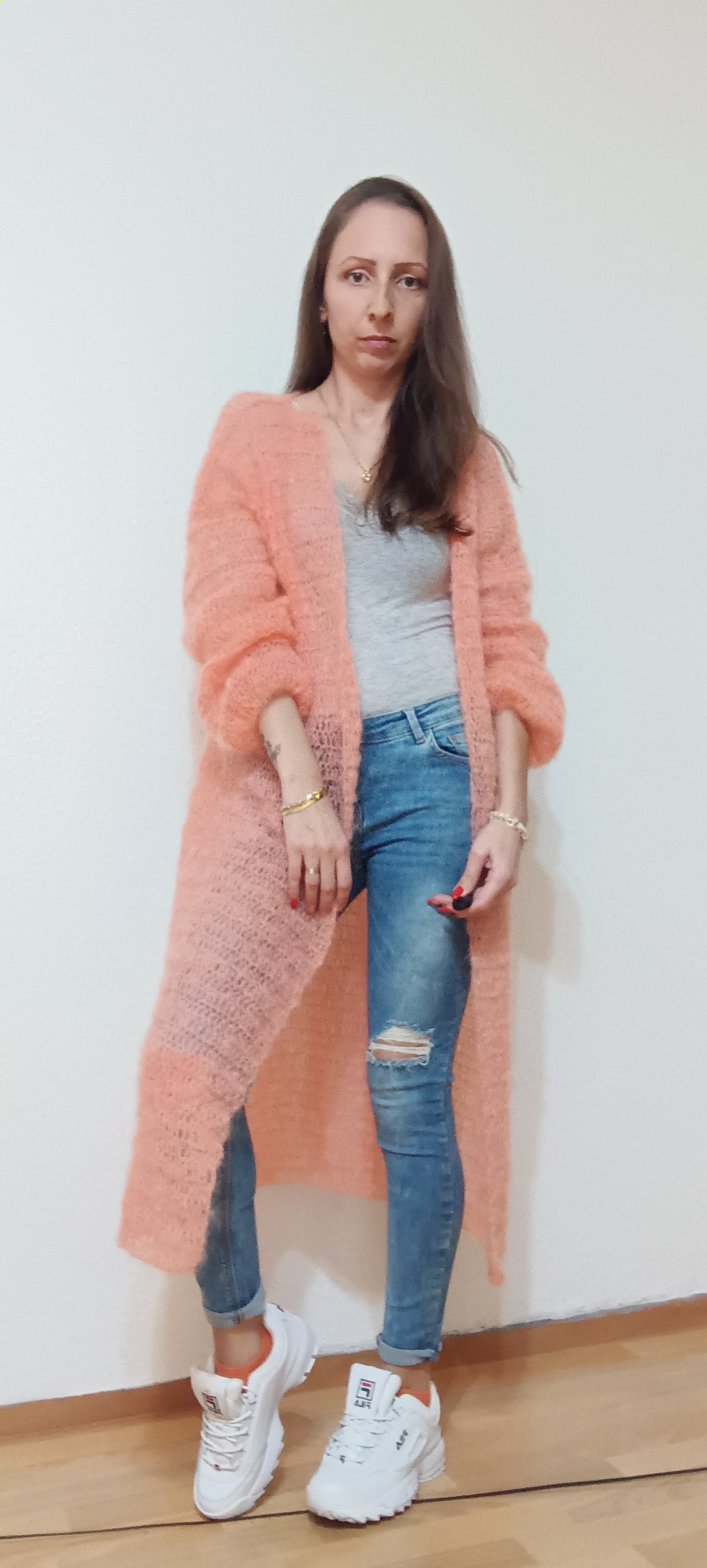 Cardigan Lung Croșetat Handmade S-L - Haine Artizanale Elly Roose