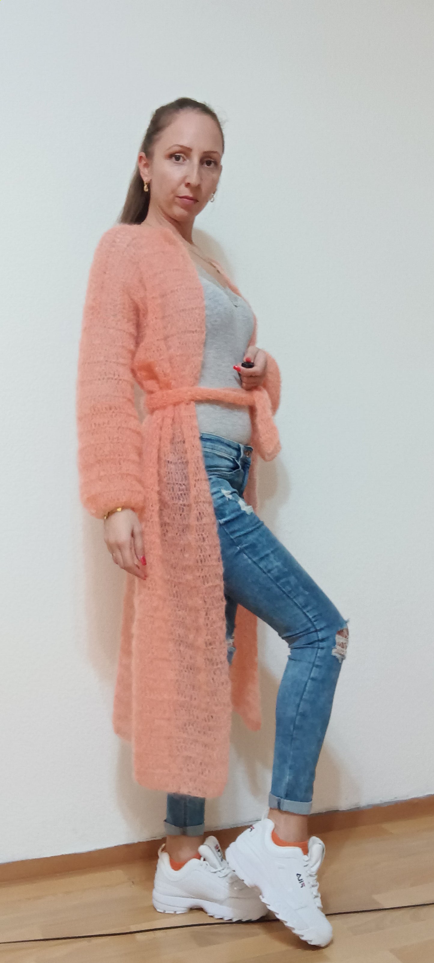 Cardigan Lung Croșetat Handmade S-L - Haine Artizanale Elly Roose