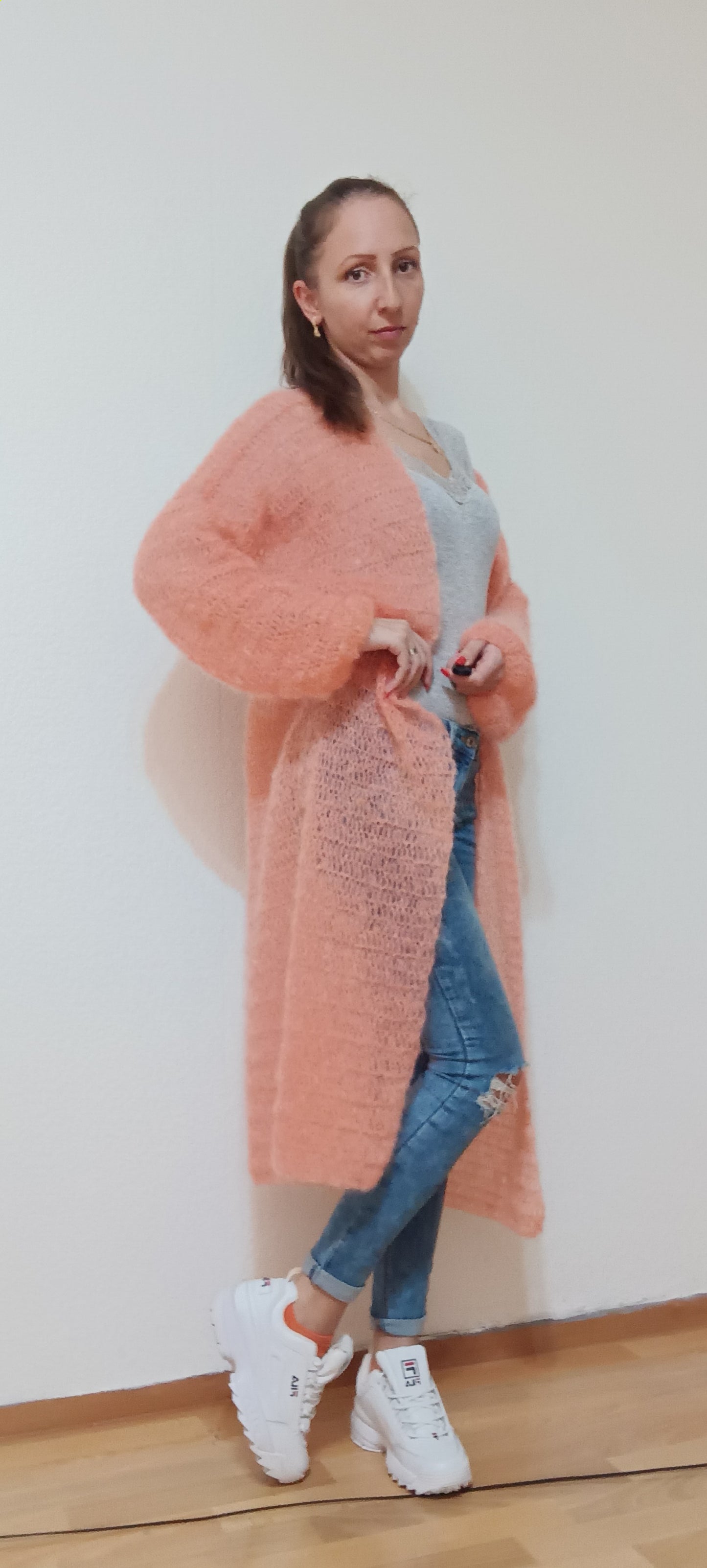 Cardigan Lung Croșetat Handmade S-L - Haine Artizanale Elly Roose