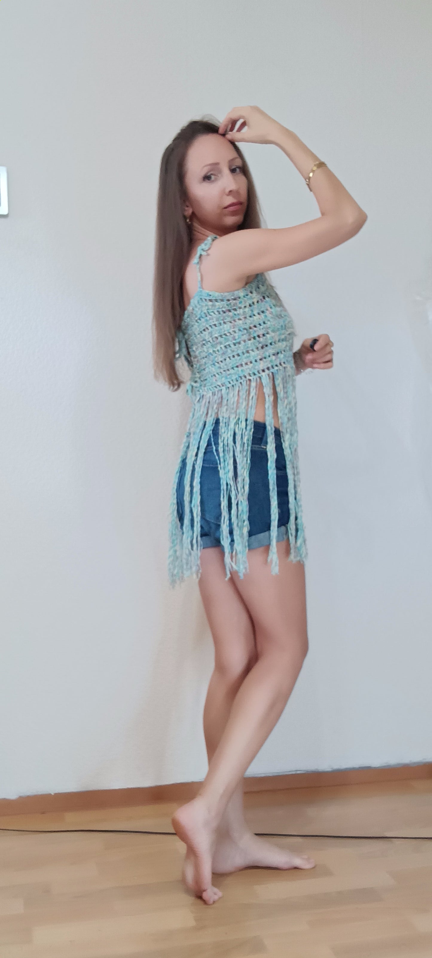 Top cu Franjuri Croșetat Handmade - Haine Artizanale Elly Roose