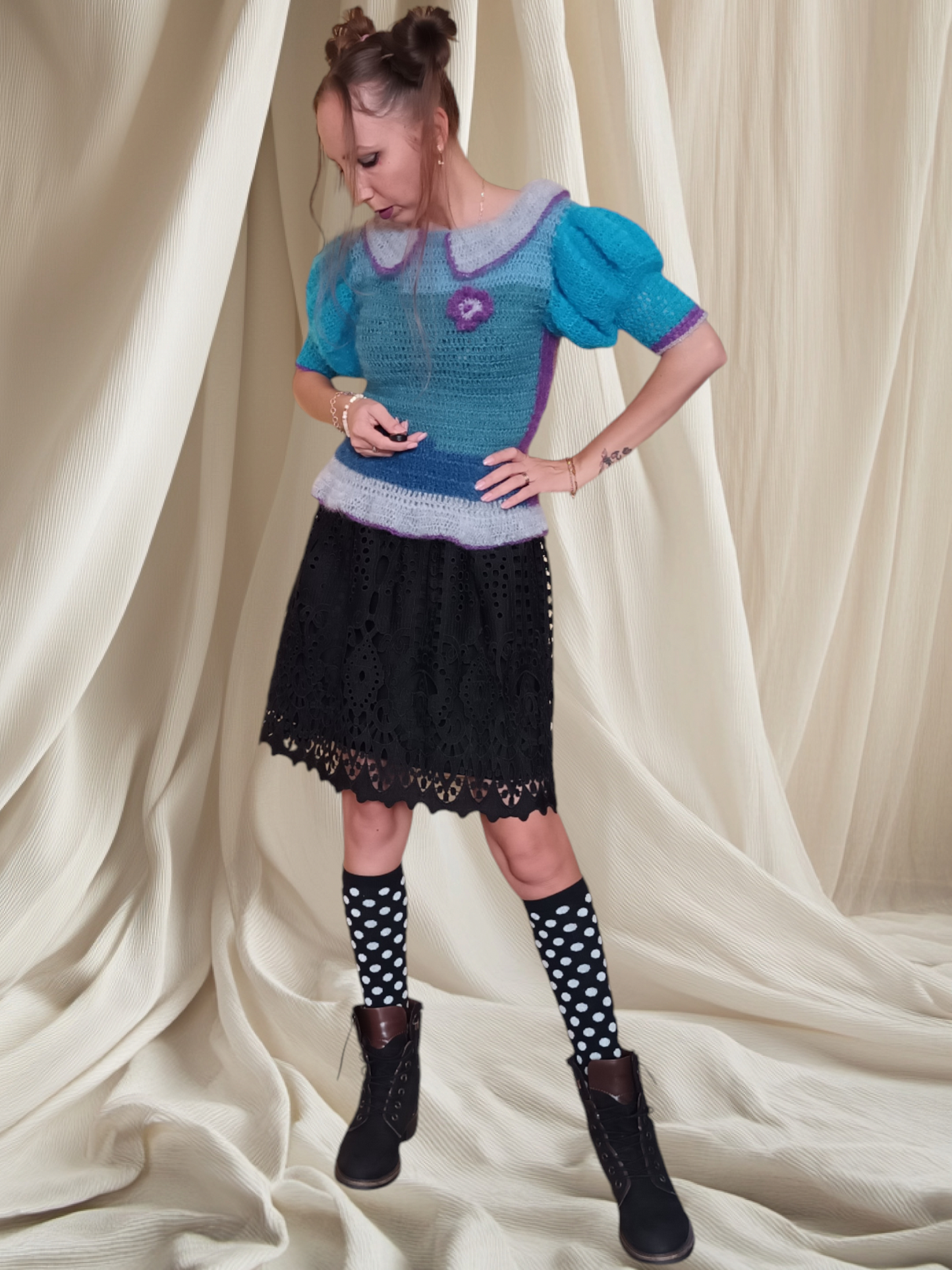 Bluză Croșetată Handmade Elegantă - Haine Artizanale Elly Roose