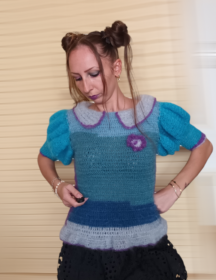 Bluză Croșetată Handmade Elegantă - Haine Artizanale Elly Roose