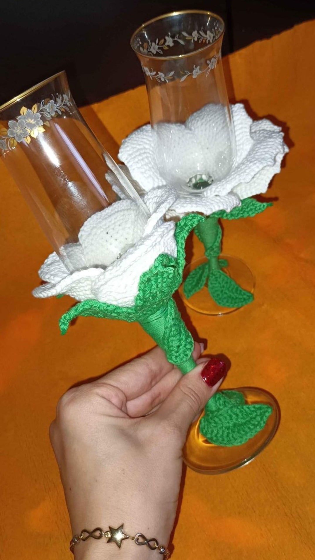 Pahare Nuntă Croșetate Handmade - Decorațiuni Evenimente Elly Roose