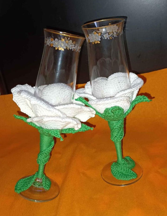 Pahare Nuntă Croșetate Handmade - Decorațiuni Evenimente Elly Roose