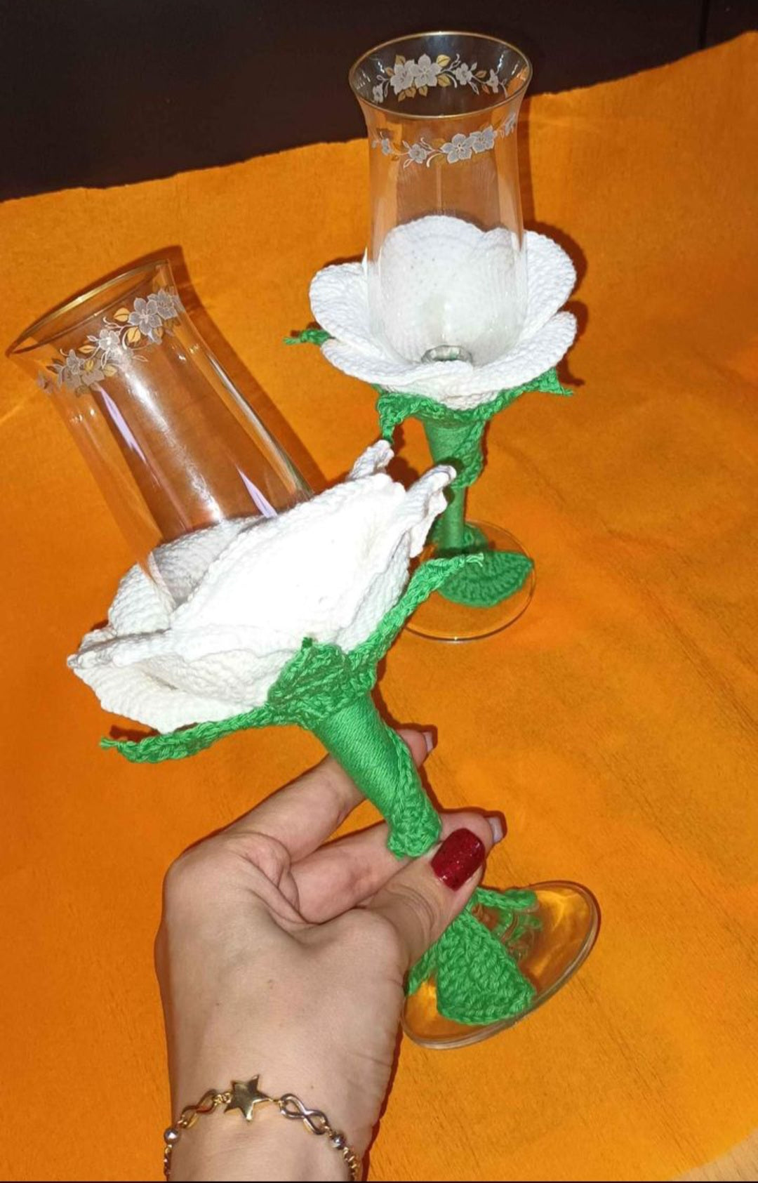 Pahare Nuntă Croșetate Handmade - Decorațiuni Evenimente Elly Roose