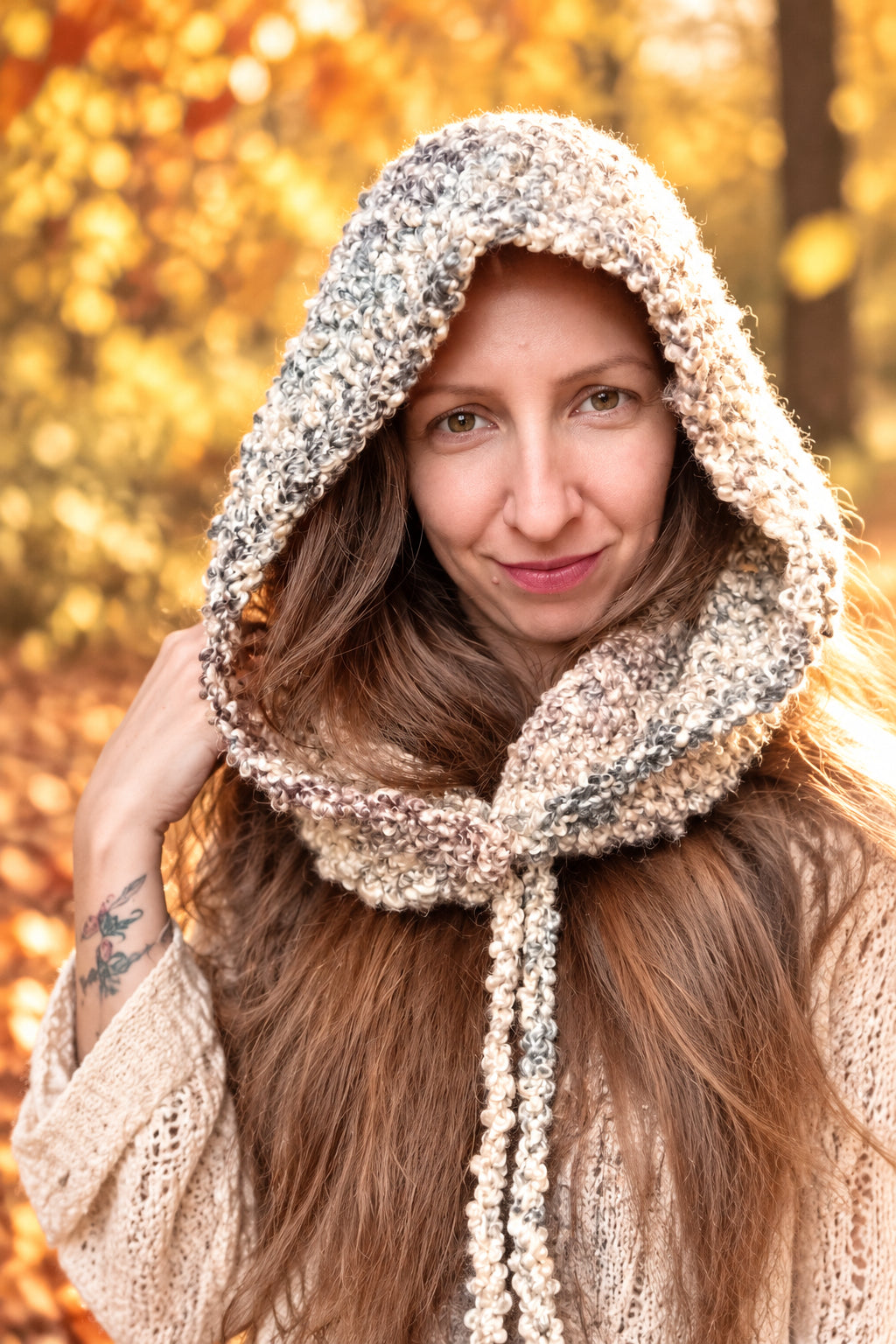 Hand-crocheted hood