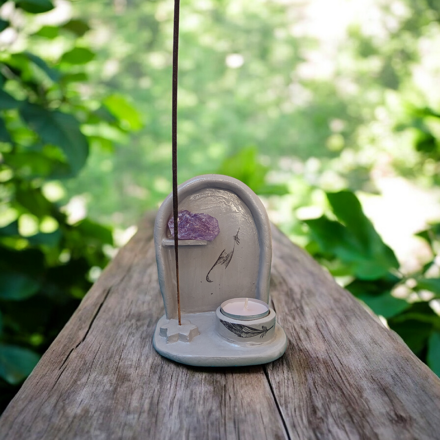 Suport 2-în-1 Lumânare și Bețișoare Parfumate Handmade - Lut Polimeric Elly Roose