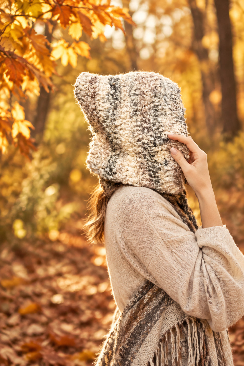 Hand-crocheted hood