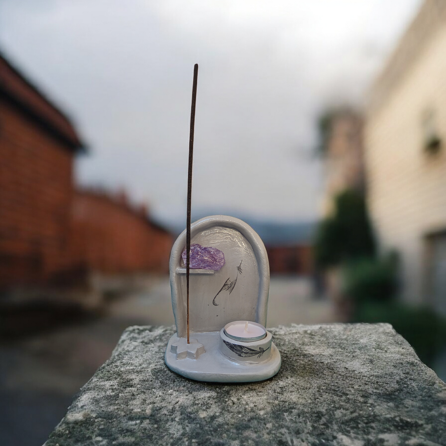 Suport 2-în-1 Lumânare și Bețișoare Parfumate Handmade - Lut Polimeric Elly Roose