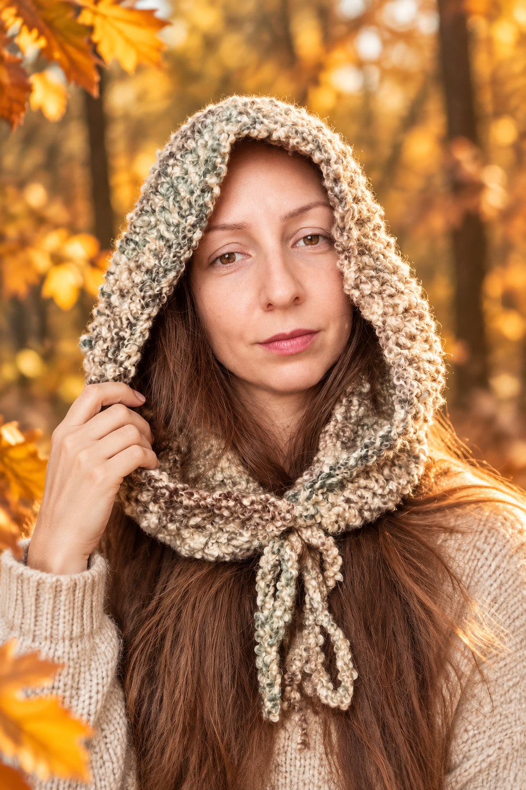 Hand-crocheted hood