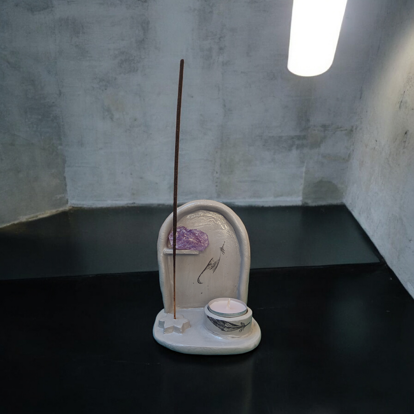 Suport 2-în-1 Lumânare și Bețișoare Parfumate Handmade - Lut Polimeric Elly Roose