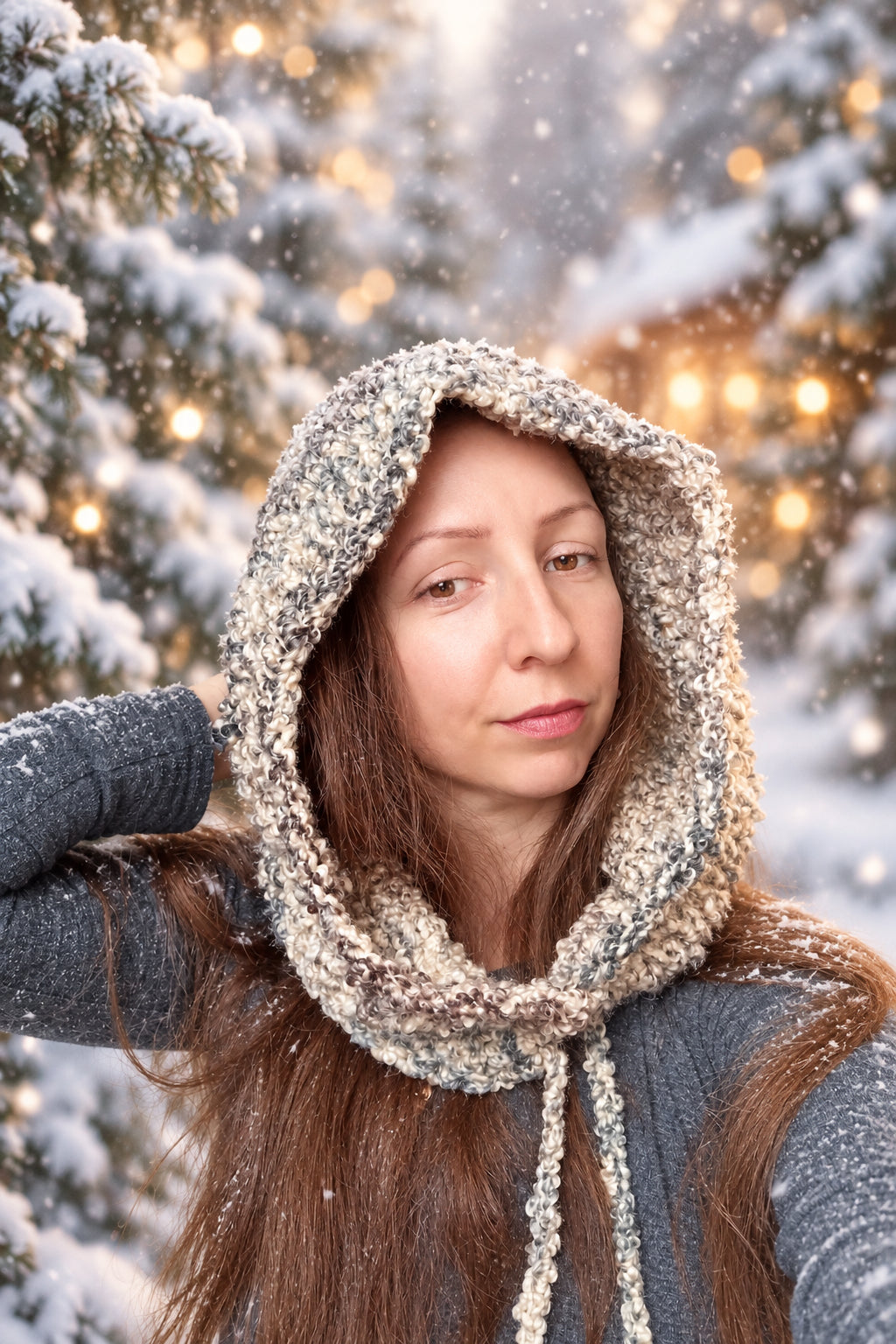 Hand-crocheted hood