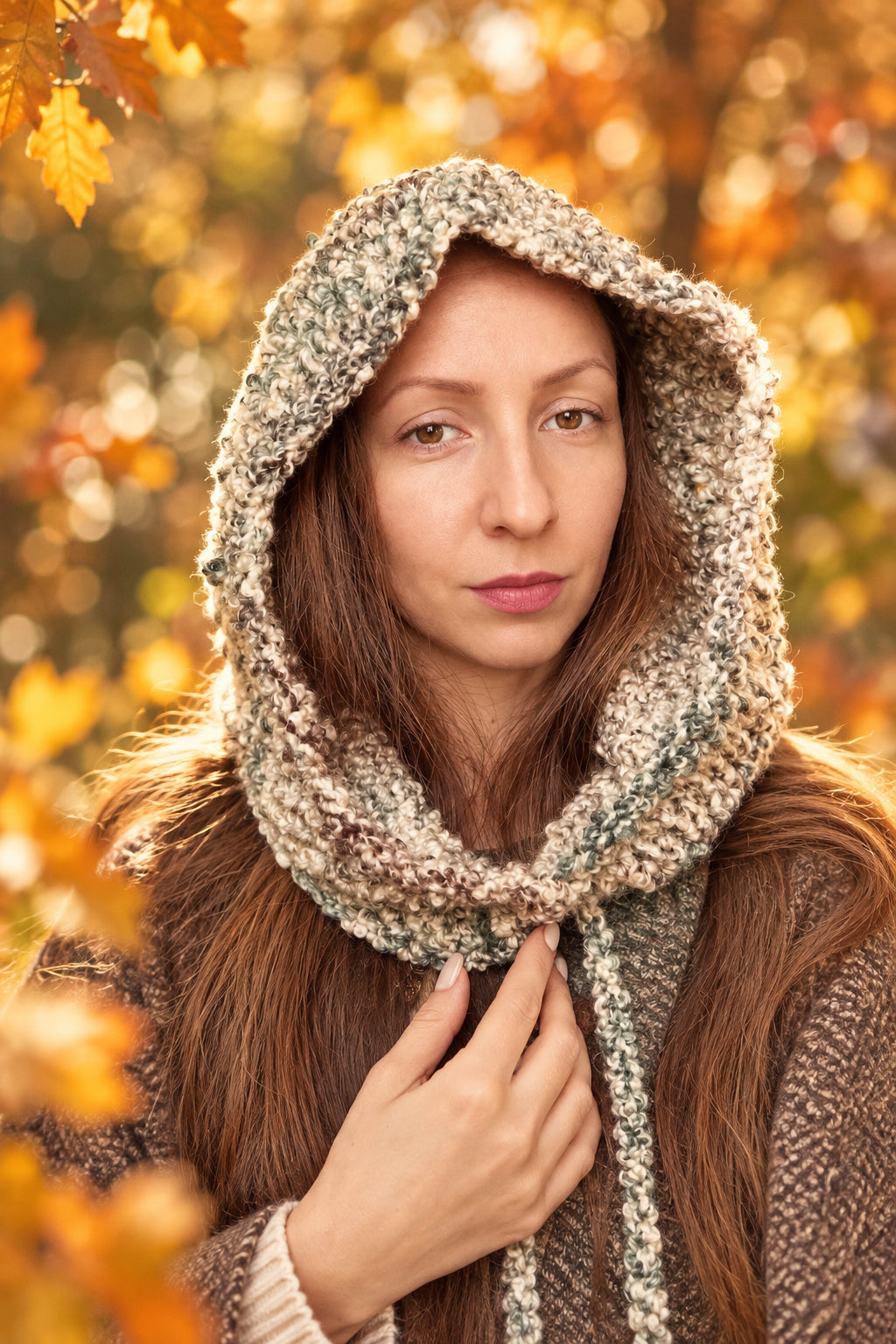 Hand-crocheted hood